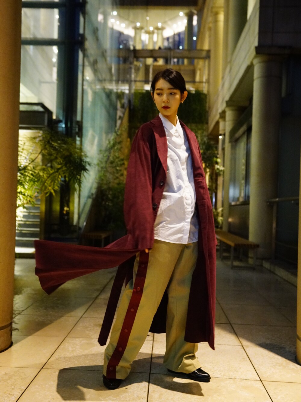 「シンプルコーデ、秋コーデ、street、MYNE」｜「MYneの【MYne】ディッキーズサイドラインスナップワイドパンツ/Dickies side line snap wide pants【新色登場！！！】（その他パンツ、レッド系）」を使った、THE PHARCYDEさん（メンズ・175cm）の秋コーディネートの1枚目の写真