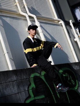 「MYne（マイン）のアイテム（その他パンツ）」を使った、THE PHARCYDEさん（メンズ・175cm）の冬コーディネート
