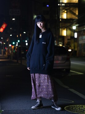 「MYne（マイン）のアイテム（パーカー）」を使った、THE PHARCYDEさん（メンズ・175cm）の春コーディネート