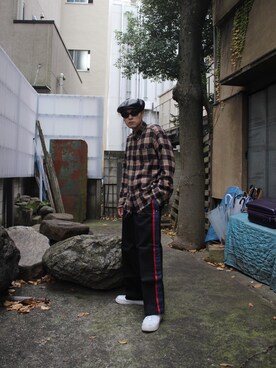「MYne（マイン）のアイテム（パンツ）」を使った、THE PHARCYDEさん（メンズ・175cm）の冬コーディネート