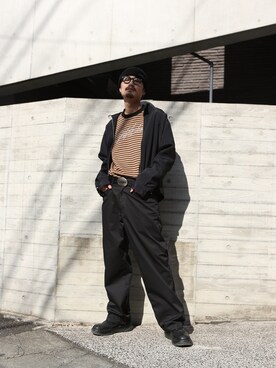 「MYne（マイン）のアイテム（ブルゾン）」を使った、THE PHARCYDEさん（メンズ・175cm）の春コーディネート