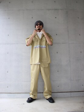 「MYne（マイン）のアイテム（帽子）」を使った、THE PHARCYDEさん（メンズ・180cm）の夏コーディネート