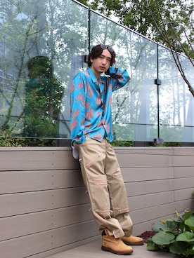 「MYne（マイン）のアイテム」を使った、THE PHARCYDEさん（メンズ・180cm）の秋コーディネート