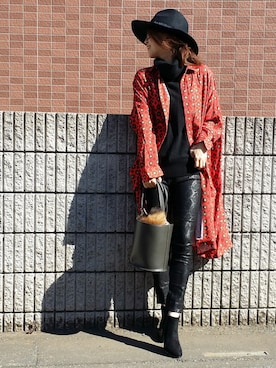 「CIAOPANIC TYPY（チャオパニックティピー）の２WAYバケツバッグ（ショルダーバッグ）」を使った、&りっちさん（レディース・154cm）の冬コーディネート