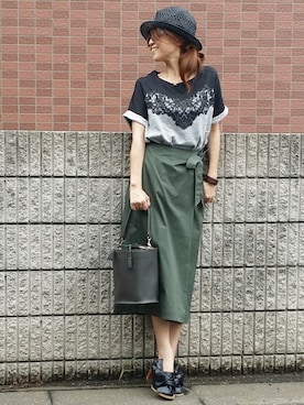 「CIAOPANIC TYPY（チャオパニックティピー）の２WAYバケツバッグ（ショルダーバッグ）」を使った、&りっちさん（レディース・154cm）の夏コーディネート