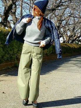 「フリルネック」｜「アイテム（ブルゾン）」を使った、&りっちさん（レディース・154cm）の冬コーディネート