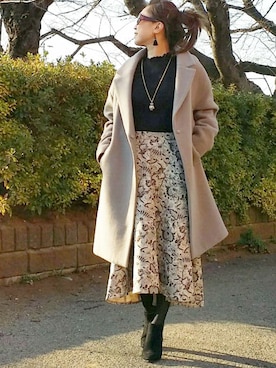 「アシンメトリー」｜「アイテム（チェスターコート）」を使った、&りっちさん（レディース・154cm）の冬コーディネート