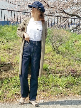 「ハイウエストストレートジーンズ」｜&りっちさん（レディース・154cm）の春コーディネート