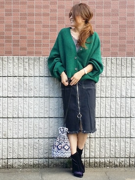 「アイテム（ブーツ、パープル系）」を使った、&りっちさん（レディース・154cm）の秋コーディネート