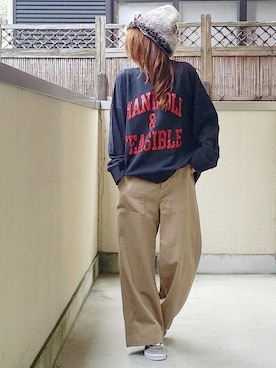 「ゆるカジ」｜「アイテム（帽子）」を使った、&りっちさん（レディース・154cm）の秋コーディネート