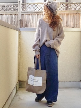 「ゆるカジ」｜「アイテム（帽子）」を使った、&りっちさん（レディース・154cm）の秋コーディネート