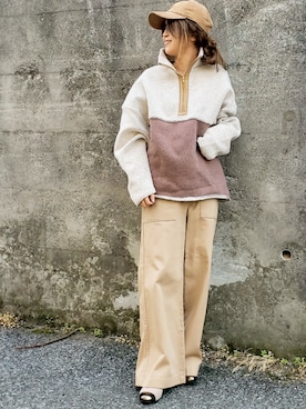 「ゆるカジ」｜「アイテム（帽子）」を使った、&りっちさん（レディース・154cm）の冬コーディネート
