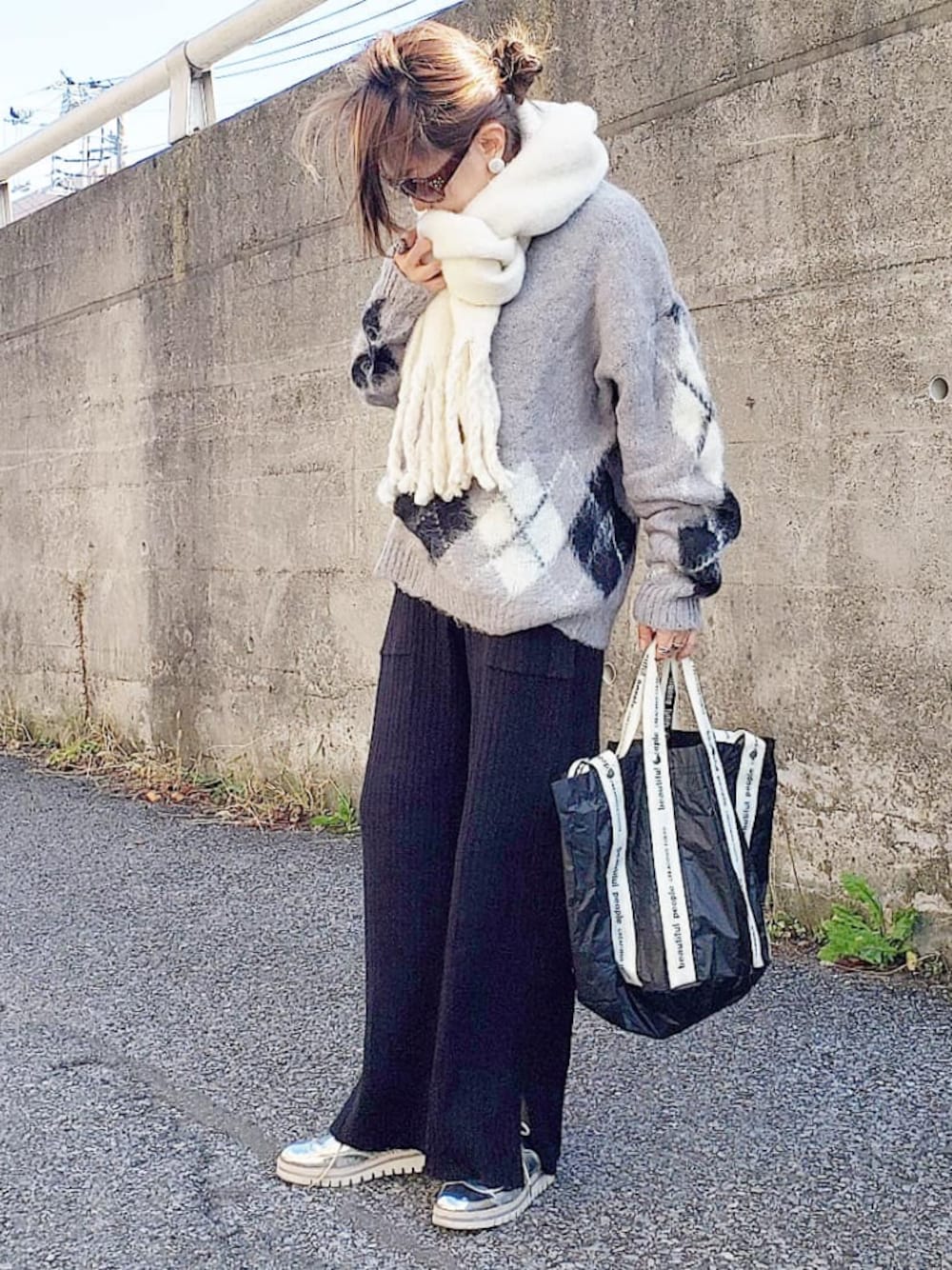moussy FUZZY ARGYLE SWEATER 新品タグ付き moussy - マウジー FUZZY ARGYLE SWEATER アーガイル ニット ホワイト