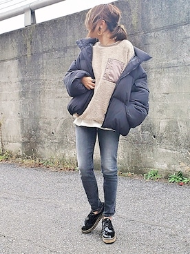 「Rodeo Crowns（ロデオクラウンズ）のアイテム（ブルゾン）」を使った、&りっちさん（レディース・154cm）の冬コーディネート