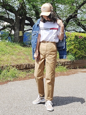 「TOMMY HILFIGER」｜「アイテム（デニムジャケット）」を使った、&りっちさん（レディース・154cm）の春コーディネート