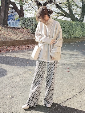 「select MOCA（セレクトモカ）のリンキングオーバーサイズタートルニット（ニット/セーター）」を使った、&りっちさん（レディース・154cm）の秋コーディネート