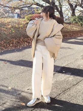 ポロシャツを使った ケーブルニット のレディース人気ファッションコーディネート Wear