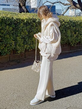 「DHOLIC STYLE（ディーホリックスタイル）のアイテム（ベスト）」を使った、&りっちさん（レディース・154cm）の冬コーディネート