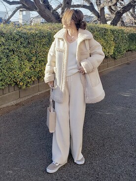 「DHOLIC STYLE（ディーホリックスタイル）のアイテム（その他アウター）」を使った、&りっちさん（レディース・154cm）の冬コーディネート