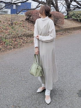 「キャミソールワンピース」｜「アイテム（その他シューズ）」を使った、&りっちさん（レディース・154cm）の冬コーディネート