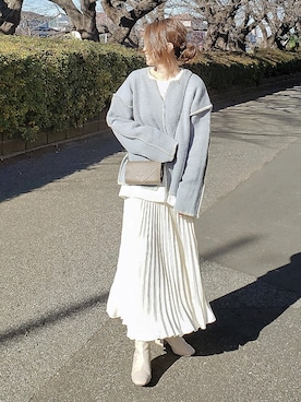 「アイテム（ボディバッグ/ウエストポーチ）」を使った、&りっちさん（レディース・154cm）の冬コーディネート