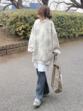 「Ambre Neige（アンブルネージュ）のバンドカラールーズチュニックシャツ／【WEB/EC限商品定商品】（シャツ/ブラウス）」を使った、&りっちさん（レディース・154cm）の冬コーディネート