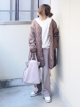「ラベンダー」｜「アイテム（その他アウター）」を使った、&りっちさん（レディース・154cm）の冬コーディネート