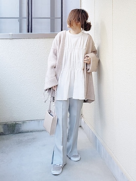 「シャーリング」｜「アイテム（その他アウター）」を使った、&りっちさん（レディース・154cm）の冬コーディネート