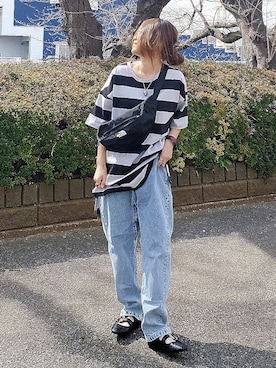 「ブリーチデニム」｜「アイテム（バレエシューズ）」を使った、&りっちさん（レディース・154cm）の春コーディネート