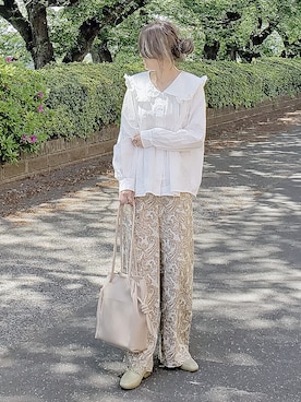 「アイテム（ローファー、グリーン系）」を使った、&りっちさん（レディース・154cm）の春コーディネート