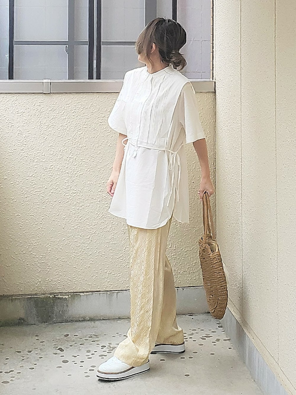 6(ROKU) MOTIF PANTS 総柄パンツ サテン イエロー Sサイズ 6（ロク）の「＜6(ROKU)＞MOTIF PANTS/パンツ ◇（その他パンツ