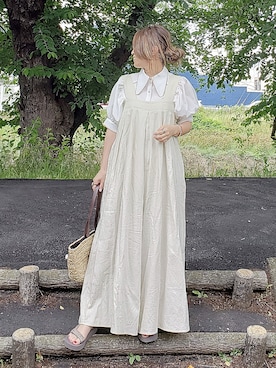 「AmbreNeige」｜「アイテム（サロペット/オーバーオール）」を使った、&りっちさん（レディース・154cm）の夏コーディネート