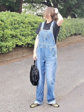 「EDWIN（エドウィン）のアイテム（オールインワン・サロペット）」を使った、&りっちさん（レディース・154cm）の夏コーディネート