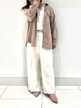 「GU（ジーユー）のアイテム（パンプス、ベージュ系）」を使った、arisaaaaaaaaaaさん（レディース・162cm）の冬コーディネート