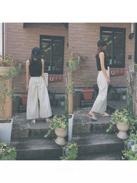 「ストライプパンツ」｜ふうたろうさん（レディース・159cm・10代）の夏コーディネート