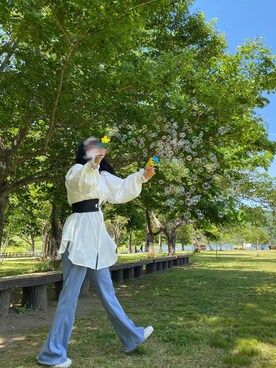 「アイテム（カチューシャ、ホワイト系）」を使った、minte14t17さん（レディース・153cm）の春コーディネート
