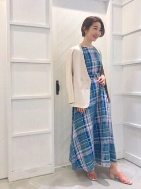 YAMACHOiさんの「LINEN CHECK DRESS / リネンチェックドレス」を使ったコーディネート