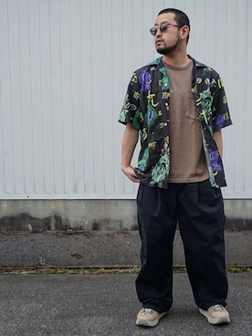 「NIPOALOHA（ニポアロハ）のアイテム（トップス）」を使った、 Yukiさん（メンズ・180cm）の春コーディネート