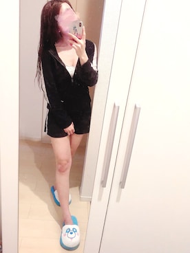 「スリッパ」｜「アイテム（ルームウェア）」を使った、まゆかまちょ(相互🥀)さん（レディース・156cm）の春コーディネート