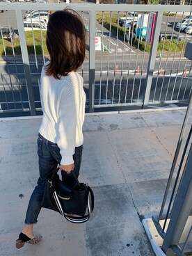 「お買い物」｜「アイテム（トートバッグ）」を使った、あっこさん（レディース・157cm）の秋コーディネート