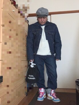 「Levi's（リーバイス）のアイテム（デニムジャケット、ブルー系）」を使った、kiyoさん（メンズ・157cm）の秋コーディネート