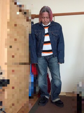 「Levi's（リーバイス）のアイテム（デニムジャケット、ブルー系）」を使った、kiyoさん（メンズ・157cm）の冬コーディネート