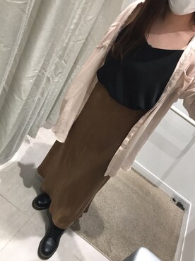 「A part by（アパートバイ）のキュプラマキシスカート 865096（スカート、イエロー系）」を使った、chanmiさん（レディース・159cm）の春コーディネート