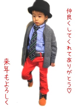 「BACK NUMBER（バックナンバー）のアイテム（ジャケット/アウター）」を使った、kouchaさん（キッズ・100cm）の冬コーディネート