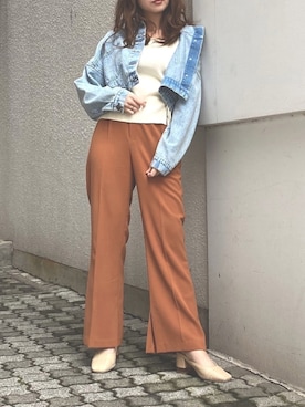「dazzlin（ダズリン）のアイテム（デニムジャケット）」を使った、rina momiuraさん（レディース・157cm）の春コーディネート