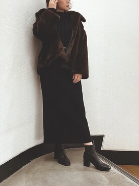 「アイテム（その他アウター、ブラウン系）」を使った、rina momiuraさん（レディース・157cm）の秋コーディネート