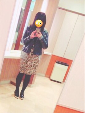 「ライブ」｜「アイテム（ライダースジャケット）」を使った、YUKARIさん（レディース・156cm）の冬コーディネート