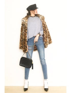 「UNIQLO（ユニクロ）のWOMEN ウルトラストレッチジーンズ（デニムパンツ）」を使った、micoronさん（レディース・167cm）の冬コーディネート