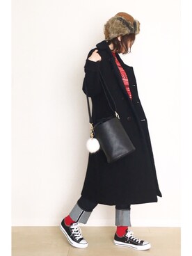「CONVERSE（コンバース）のconverse（コンバース） ALL STAR OX（オールスターOX）（スニーカー）」を使った、micoronさん（レディース・167cm）の冬コーディネート