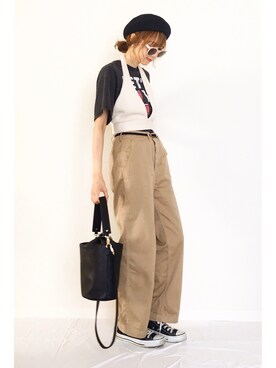 「CONVERSE（コンバース）のconverse（コンバース） ALL STAR OX（オールスターOX）（スニーカー）」を使った、micoronさん（レディース・167cm）の夏コーディネート